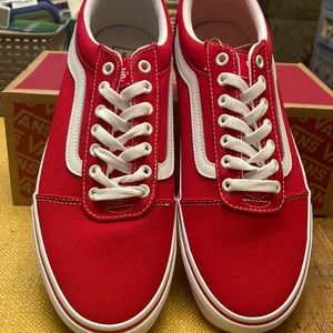 Vans racing red white skateboard shoe